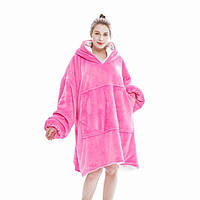 Двостороння толстовка (плед) — халат з капюшоном Huggle Hoodie Рожева (4843)