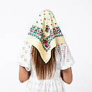 Японська вовняна хустка 75х75см Кремова, фото 2