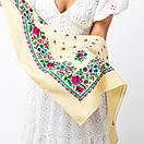 Японська вовняна хустка 75х75см Кремова, фото 4