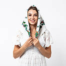 Японська вовняна хустка 75х75см Біла, фото 2