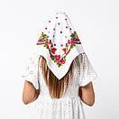 Японська вовняна хустка 75х75см Біла, фото 3