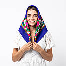 Японська вовняна хустка 75х75см Синя, фото 2