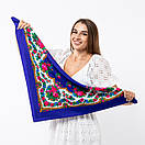 Японська вовняна хустка 75х75см Синя, фото 4