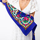 Японська вовняна хустка 75х75см Синя, фото 5