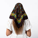 Японська вовняна хустка 75х75см Коричнева, фото 3