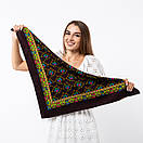 Японська вовняна хустка 75х75см Коричнева, фото 4