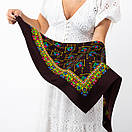 Японська вовняна хустка 75х75см Коричнева, фото 5