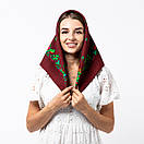 Японська вовняна хустка 75х75см Бордова, фото 2