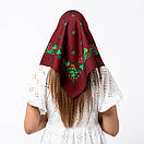 Японська вовняна хустка 75х75см Бордова, фото 3