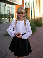 Детская белая блузка на девочку для школы. Размер 116
