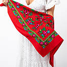 Японська вовняна хустка 75х75см Червона, фото 5