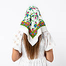 Японська вовняна хустка 75х75см Біла, фото 3