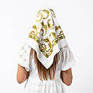 Японська вовняна хустка 75х75см Біла, фото 3