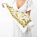 Японська вовняна хустка 75х75см Біла, фото 5