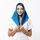 Японська вовняна хустка 75х75см Блакитна, фото 2