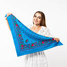 Японська вовняна хустка 75х75см Блакитна, фото 4