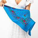 Японська вовняна хустка 75х75см Блакитна, фото 5