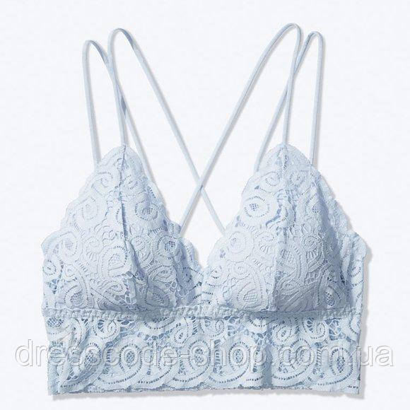 Топ кружевной голубой Victoria's Secret Crochet Strappy Lace Bralette - фото 2 - id-p1627465585