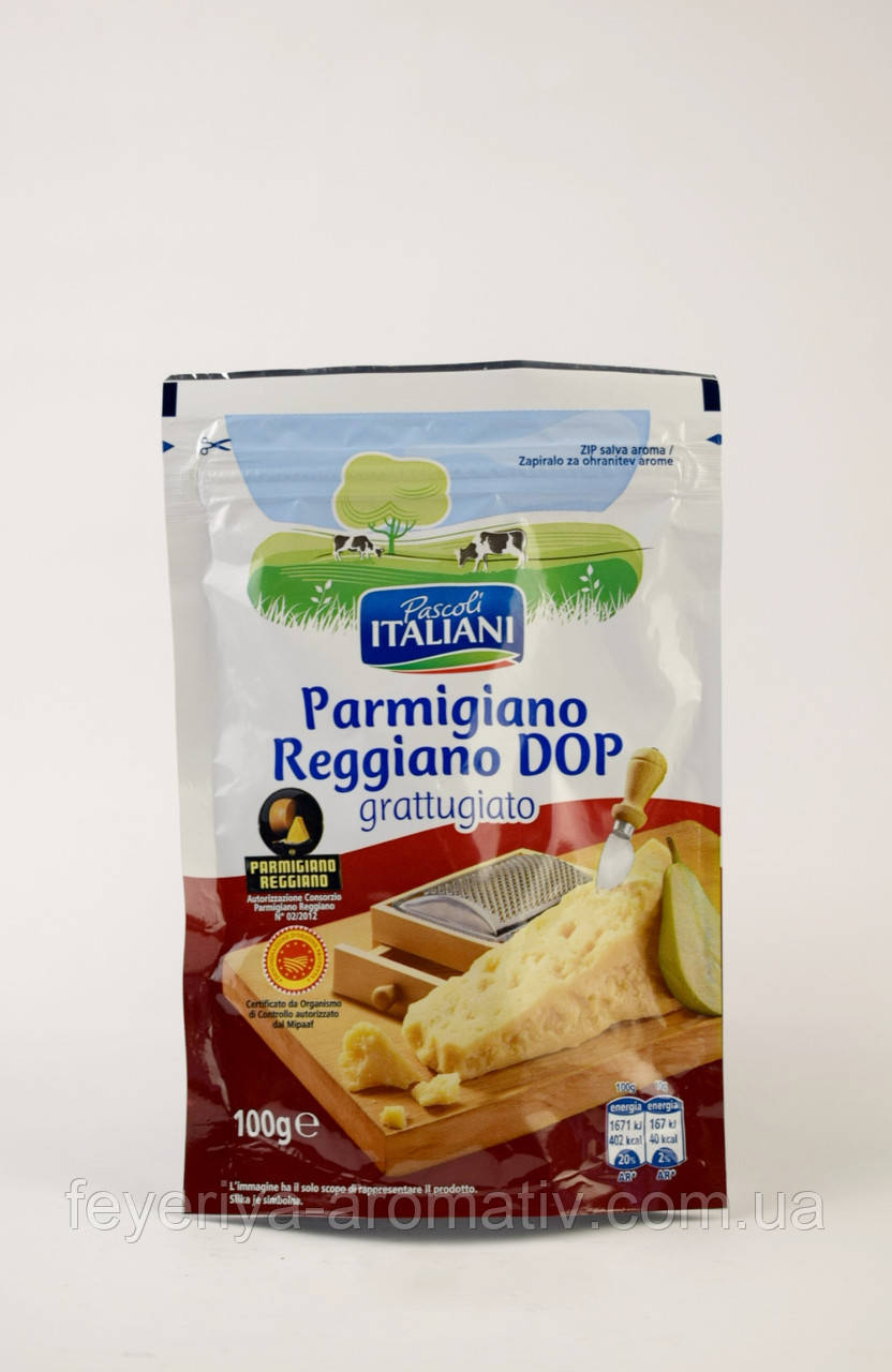 Сир пармезан тертий Pascoli Italiani Parmigiano Reggiano Dop, 100гр (Італія)