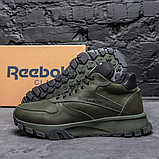 Чоловічі зимові шкіряні черевики Reebok колір хакі, чоловічі черевики з натуральної шкіри, чоловічі черевики на хутрі, фото 2