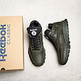 Чоловічі зимові шкіряні черевики Reebok колір хакі, чоловічі черевики з натуральної шкіри, чоловічі черевики на хутрі, фото 6