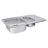 Кухонна мийка WEZER 7850(08) Satin 780x500x180 мм + сифон, фото 4