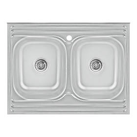 Кухонна мийка на дві чаші WEZER 7848(08) Satin 790x480x180 мм + сифон