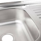 Кухонна мийка WEZER W8050L(06) Satin 500x800x160 мм + сифон, фото 5
