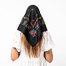 Японська вовняна хустка 75х75см Чорна, фото 3