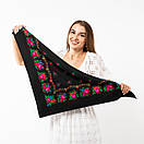 Японська вовняна хустка 75х75см Чорна, фото 4