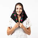 Японська вовняна хустка 75х75см Чорна, фото 2