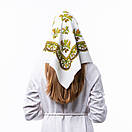 Японська вовняна хустка 75х75см Біла, фото 3