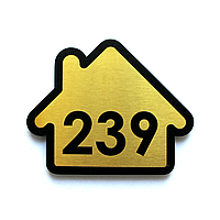 Номер квартиры «Домик» - Нержавеющая сталь с покрытием - Gold