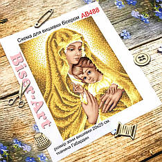 Схема вишивки бісером (хрестиком) Мадонна з немовлям в золоті (AB488)