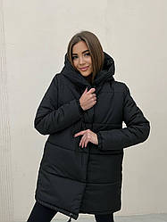 Жіноча тепла зимова куртка зефірка подовжена на змійці + кнопки + шнурок внизу