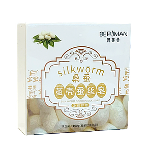 Мультифункціональне мило ручної роботи з протеїнами шовку Silkworm concoon silk soap, 100г, фото 2