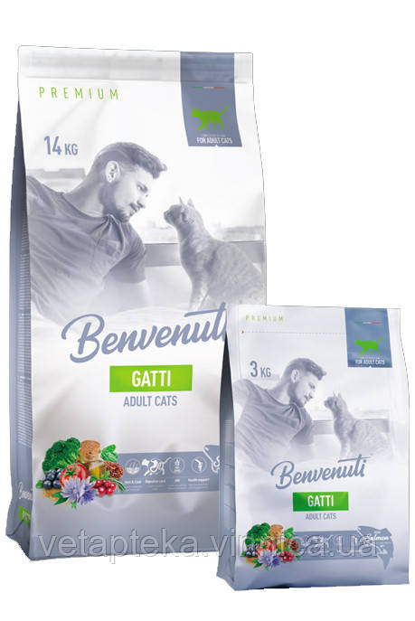 Корм для котів Benvenuti GATTI лосось, 500г (на вагу)