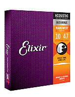 Струны для акустической гитары Elixir 11002 Nanoweb 80/20 Bronze Acoustic Extra Light 10/47