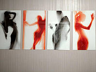 Картина Силует жінки 4 модулі зі скла