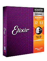 Струни для акустичної гітари Elixir 11052 Nanoweb 80/20 Bronze Acoustic Light 12/53