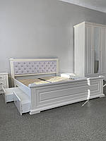 Двуспальная кровать AEON "Прайм" с мягким изголовьем и выдвижными ящиками 180х200 см белая