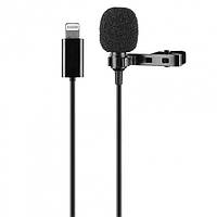 Микрофон мини петличка с кабелем Lighting JH-041, цвет черный