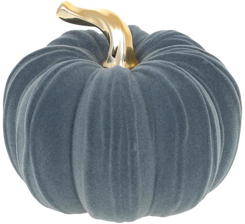 Керамічна фігурка "Гарбузик" з оксамитовим напиленням, 15х15х11.5см greenpharm, синьо-сірий з золотом, фото 1