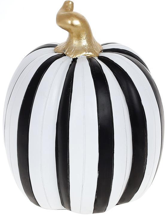 Декоративна фігура "Гарбуз" 15х15х19см greenpharm, полістоун, чорно-біла см greenpharmужка з золотом, фото 1