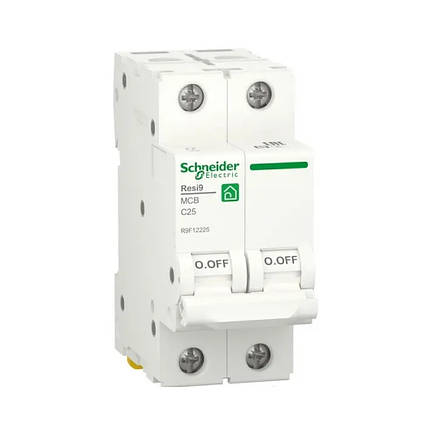 Автоматичний вимикач Schneider Electric 2п RESI9 25A C (6kA) R9F12225, фото 1