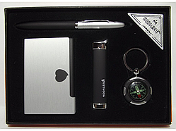 😎Подарунковий чоловічий набір MOONGRASS: Ручка + Брелок + тримач візитної картки + запальничка, стильний, відмінної якості