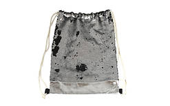 Сумка для взуття з паєтками, матеріал ПУ, паєтки 42*32см сріблясте пу+паєтки срібло+чорний