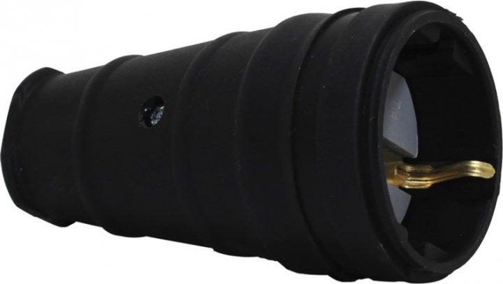 Гніздо ТЕССО Каучук із заземленням 16А, 250B~ чорне 1шт/уп, фото 1