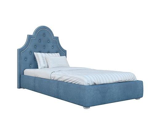 Ліжко для дітей та підлітків MeBelle MAGESTY-S 120х200 односпальне з механізмом, нішою, синій блакитний велюр