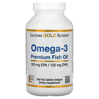 Омега-3 California Gold Nutrition Omega-3 Premium Fish Oil 240 капс США, фото 1